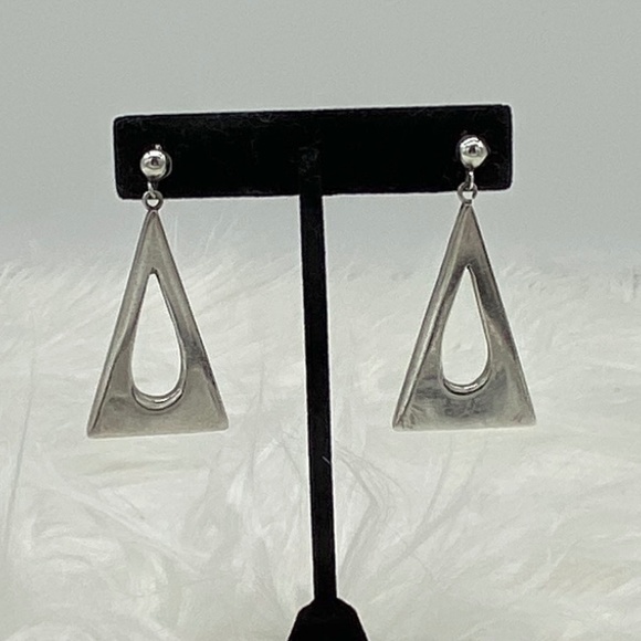 Vintage Jewelry - Vintage Silver Triangle Earrings
